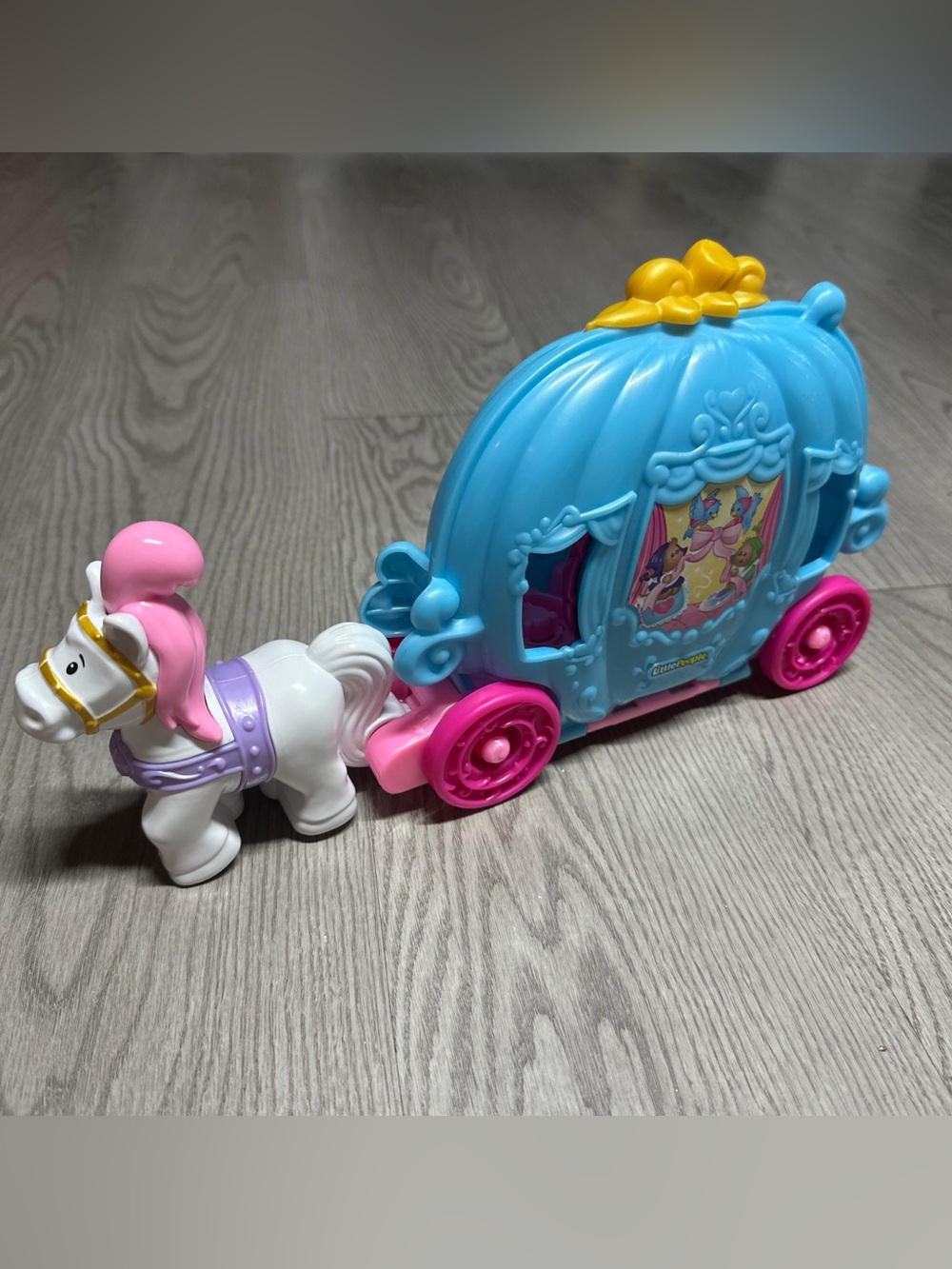 Little People Disney Cinderella Princess Carriage Toy with Horse - Blue & Pink